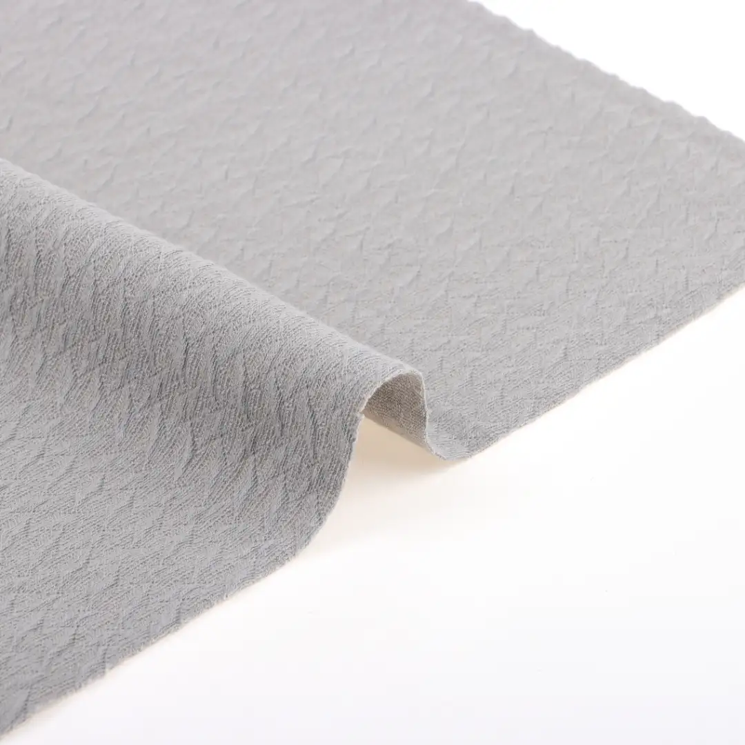 China Fabric for Pants,T-Shirt,Shorts Weft Jacquard Knit Fabric Polyester Cotton Spandex Grey color buy from China wholesaler bulk order at wholesale price free worldwide shipping Alibaba