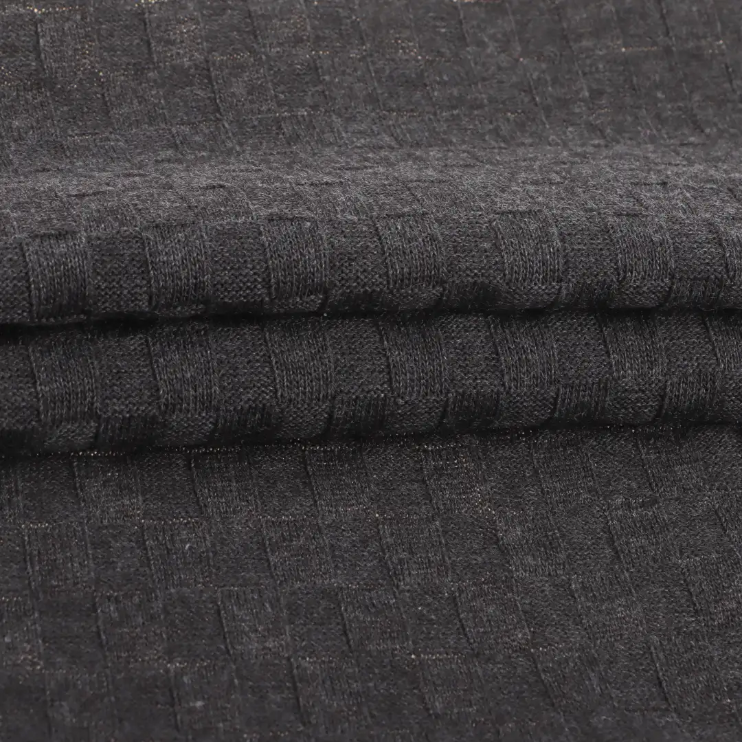 China Fabric for Pants,T-Shirt,Shorts Weft Jacquard Knit Fabric Cotton Polyester Grey color buy from China wholesaler bulk order at wholesale price free worldwide shipping Alibaba