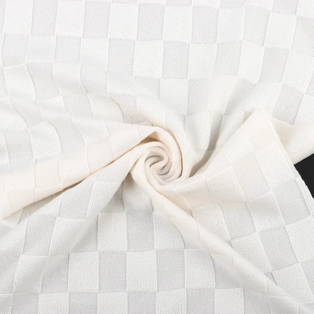 China Fabric for T-Shirt,Shorts Weft Jacquard Knit Fabric Polyester Spandex Beige color buy from China wholesaler bulk order at wholesale price free worldwide shipping Alibaba