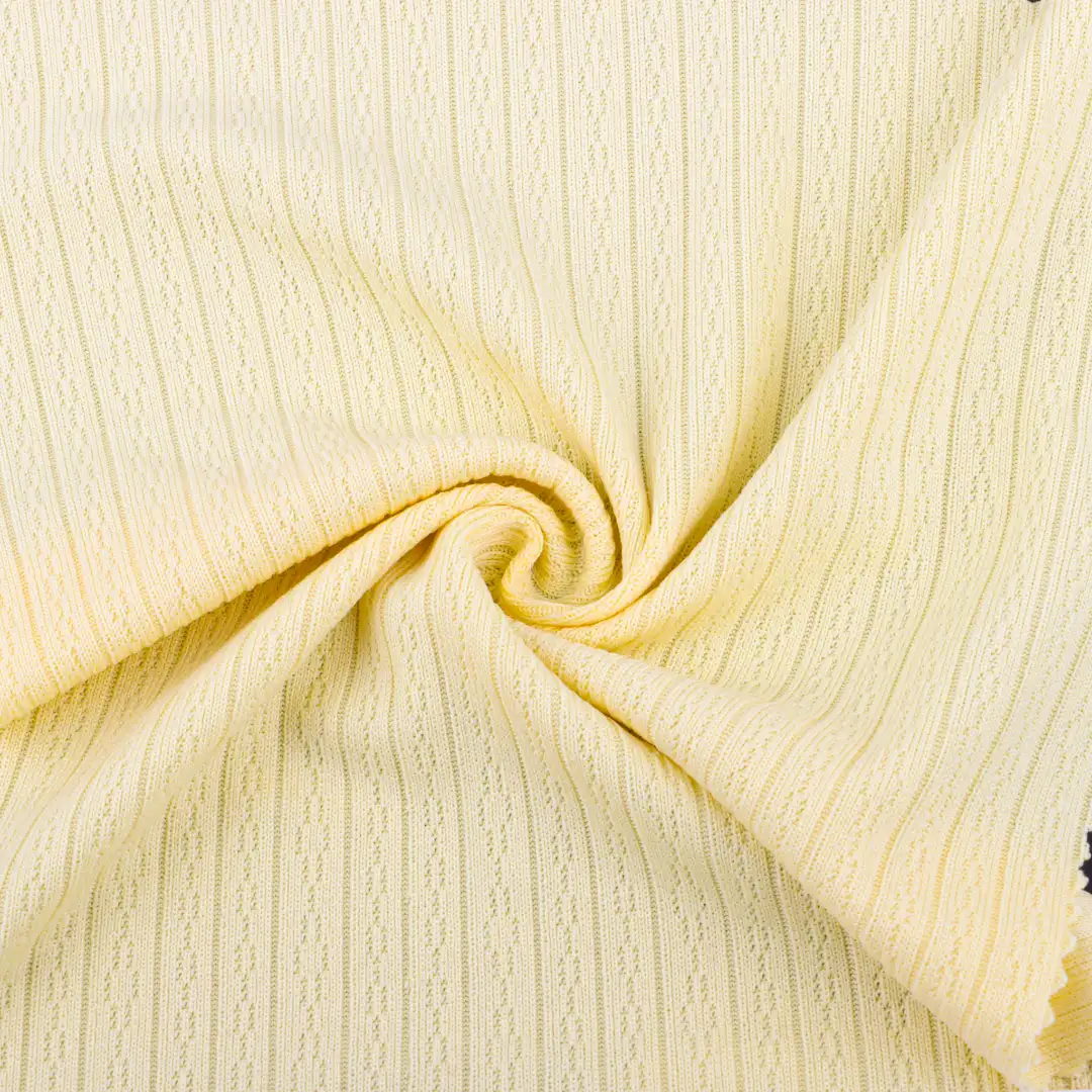 China Fabric for T-Shirt Weft Jacquard Knit Fabric Polyester Spandex Yellow color buy from China wholesaler bulk order at wholesale price free worldwide shipping Alibaba