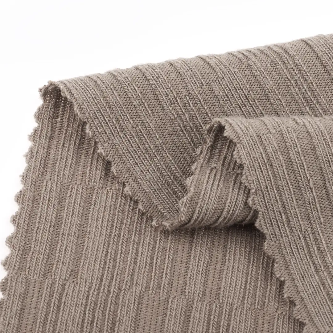 China Fabric for T-Shirt Weft Jacquard Knit Fabric Polyester Rayon Spandex Brown color buy from China wholesaler bulk order at wholesale price free worldwide shipping Alibaba