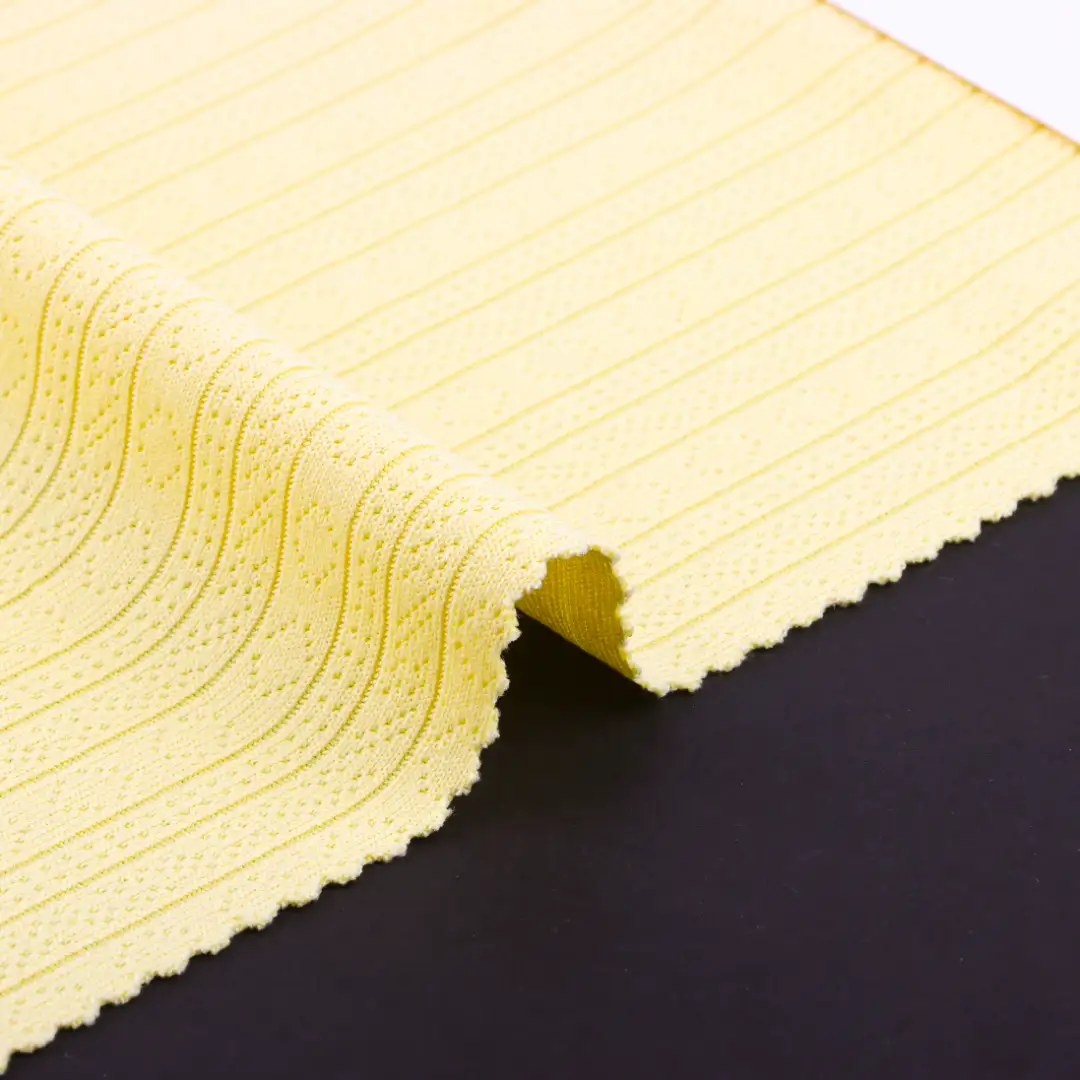 China Fabric for T-Shirt Weft Jacquard Knit Fabric Polyester Spandex Yellow color buy from China wholesaler bulk order at wholesale price free worldwide shipping Alibaba