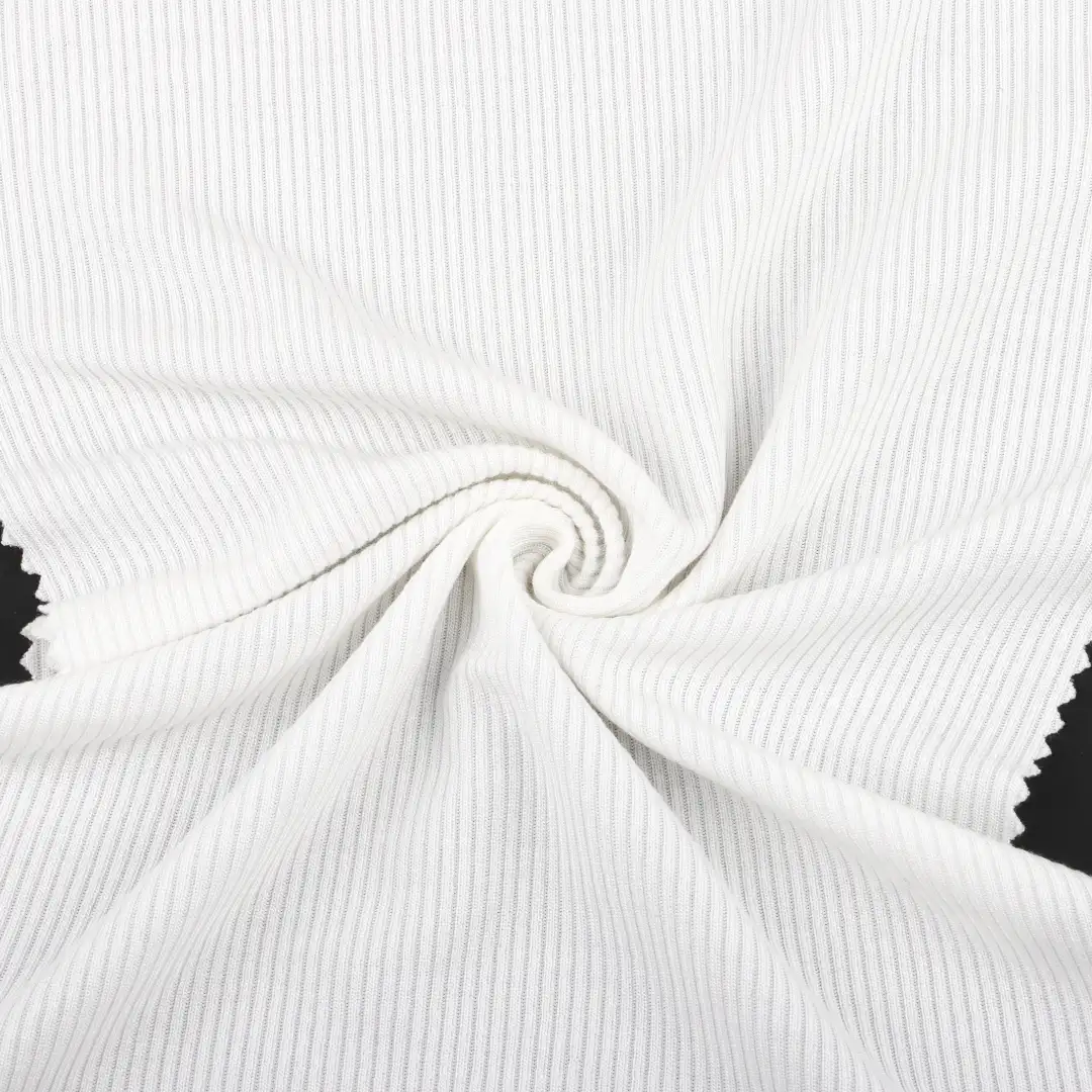 China Fabric for T-Shirt Rib Knit Fabric Modal Polyester White color buy from China wholesaler bulk order at wholesale price free worldwide shipping Alibaba
