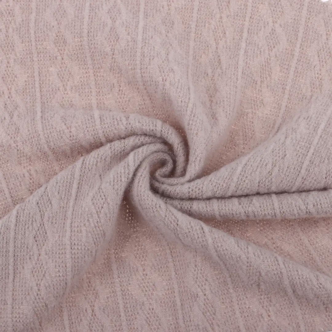 China Fabric for Pants,T-Shirt Weft Jacquard Knit Fabric Polyester dusty pink color buy from China wholesaler bulk order at wholesale price free worldwide shipping Alibaba