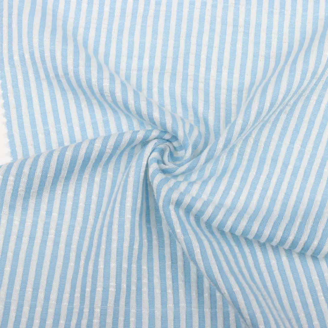 China Fabric for T-Shirt,Shorts Weft Jacquard Knit Fabric Rayon Polyester Spandex Blue and white color buy from China wholesaler bulk order at wholesale price free worldwide shipping Alibaba