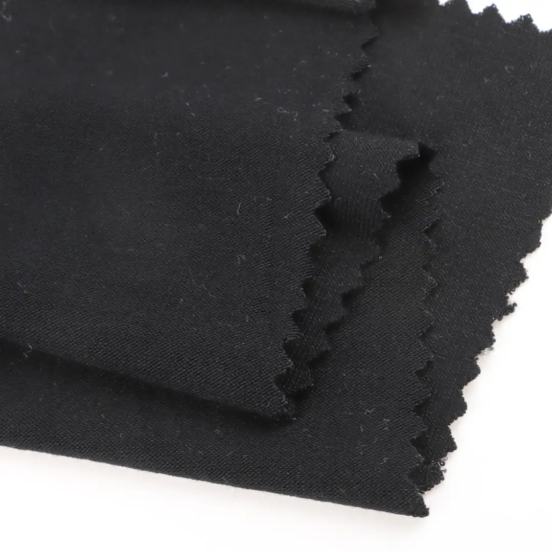 China Fabric for T-Shirt Single Jersey Knit Fabric Rayon Spandex Black color buy from China wholesaler bulk order at wholesale price free worldwide shipping Alibaba