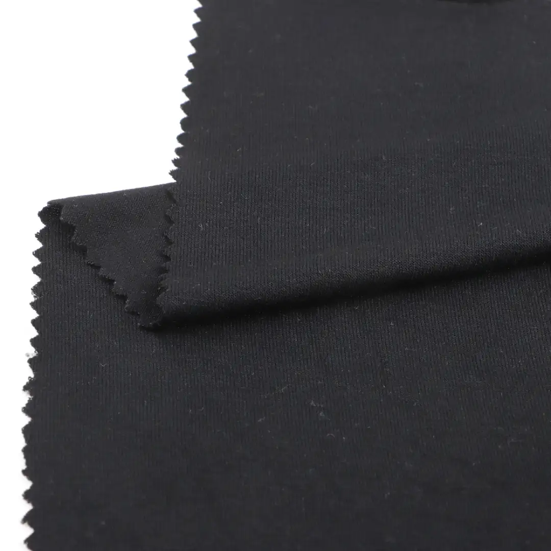China Fabric for T-Shirt Single Jersey Knit Fabric Rayon Spandex Black color buy from China wholesaler bulk order at wholesale price free worldwide shipping Alibaba