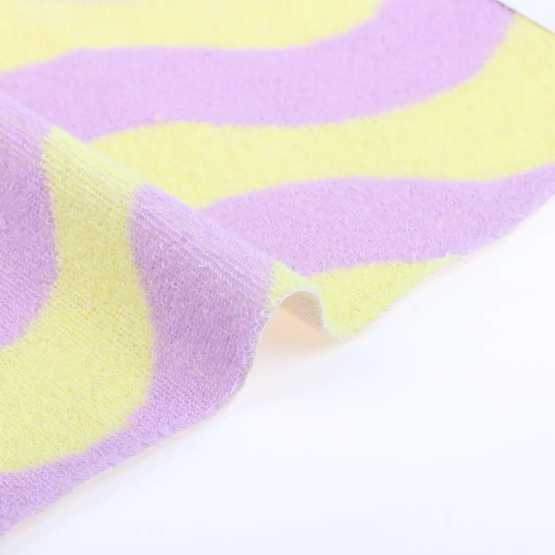 China Fabric for T-Shirt,Shorts Towel Fabric Knit Fabric Cotton Polyester Purple and Yellow color buy from China wholesaler bulk order at wholesale price free worldwide shipping Alibaba