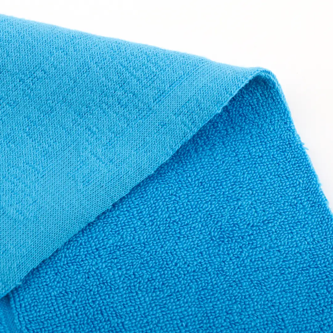 China Fabric for T-Shirt,Shorts Towel Fabric Knit Fabric Cotton Polyester Blue color buy from China wholesaler bulk order at wholesale price free worldwide shipping Alibaba