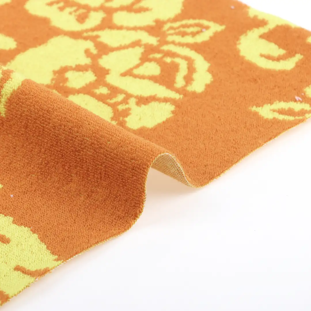 China Fabric for T-Shirt,Shorts Towel Fabric Knit Fabric Cotton Polyester Orange and Yellow color buy from China wholesaler bulk order at wholesale price free worldwide shipping Alibaba