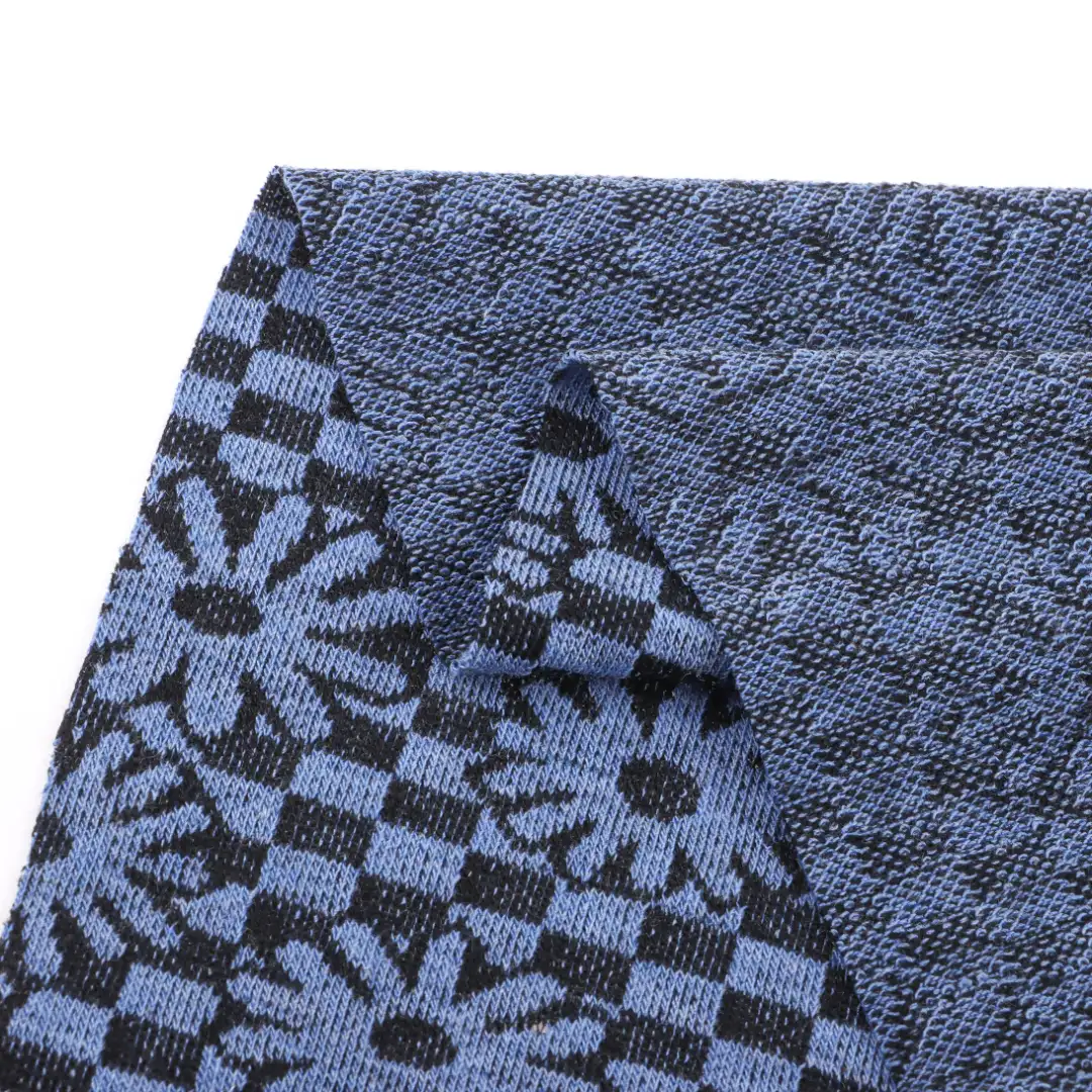 China Fabric for T-Shirt,Shorts,Loungewear Weft Jacquard Knit Fabric Polyester Rayon Spandex Blue color buy from China wholesaler bulk order at wholesale price free worldwide shipping Alibaba