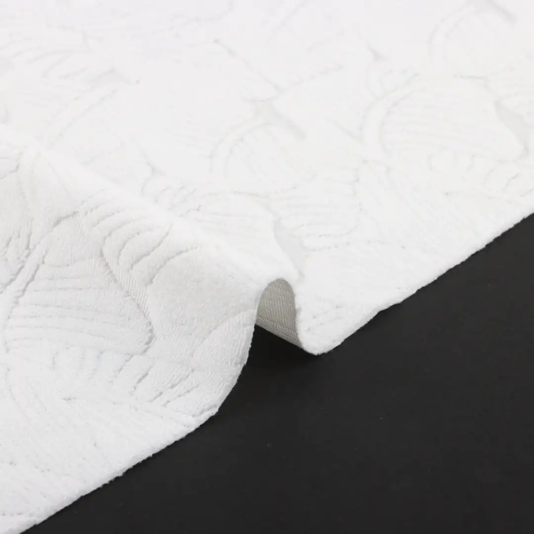 China Fabric for T-Shirt,Shorts,Loungewear Weft Jacquard Knit Fabric Polyester Spandex White color buy from China wholesaler bulk order at wholesale price free worldwide shipping Alibaba