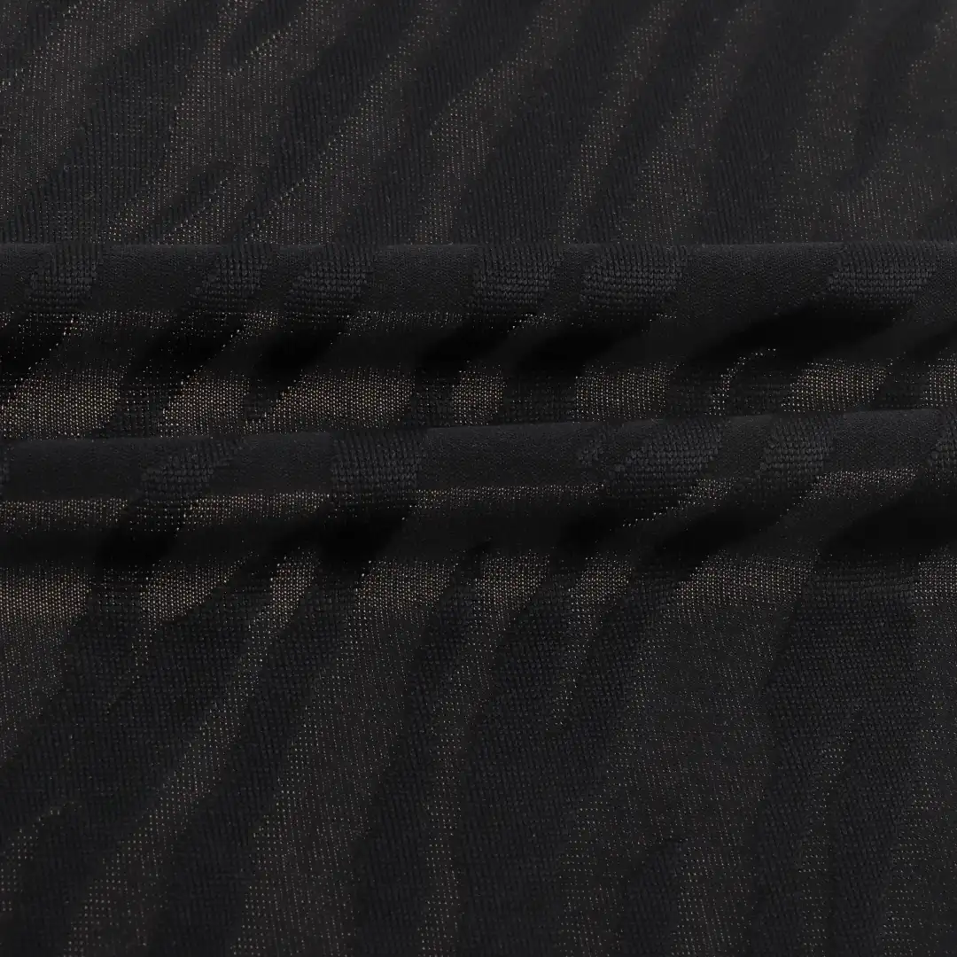 China Fabric for T-Shirt,Shorts,Loungewear Weft Jacquard Knit Fabric Polyester Spandex Black color buy from China wholesaler bulk order at wholesale price free worldwide shipping Alibaba
