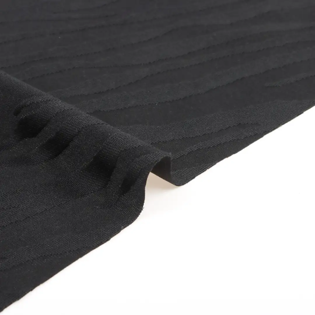 China Fabric for T-Shirt,Shorts,Loungewear Weft Jacquard Knit Fabric Polyester Spandex Black color buy from China wholesaler bulk order at wholesale price free worldwide shipping Alibaba