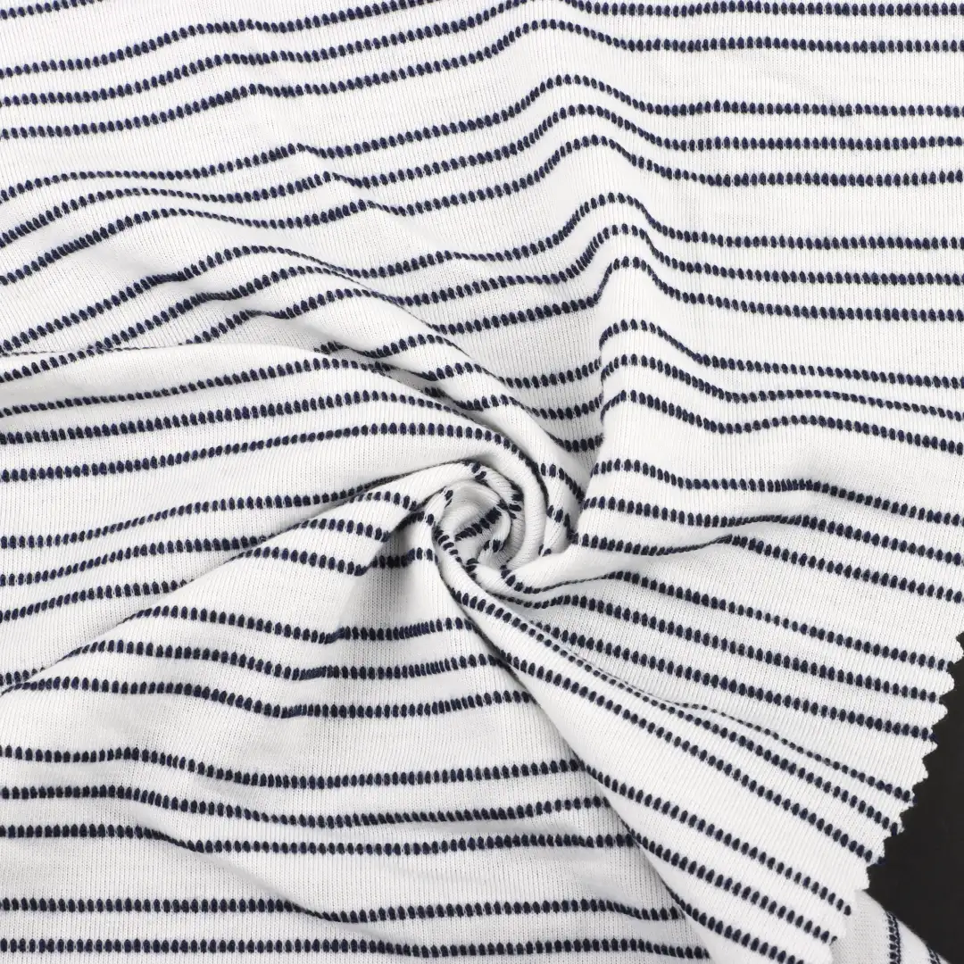 China Fabric for T-Shirt,Loungewear Weft Jacquard Knit Fabric Polyester Rayon Spandex stripe color buy from China wholesaler bulk order at wholesale price free worldwide shipping Alibaba