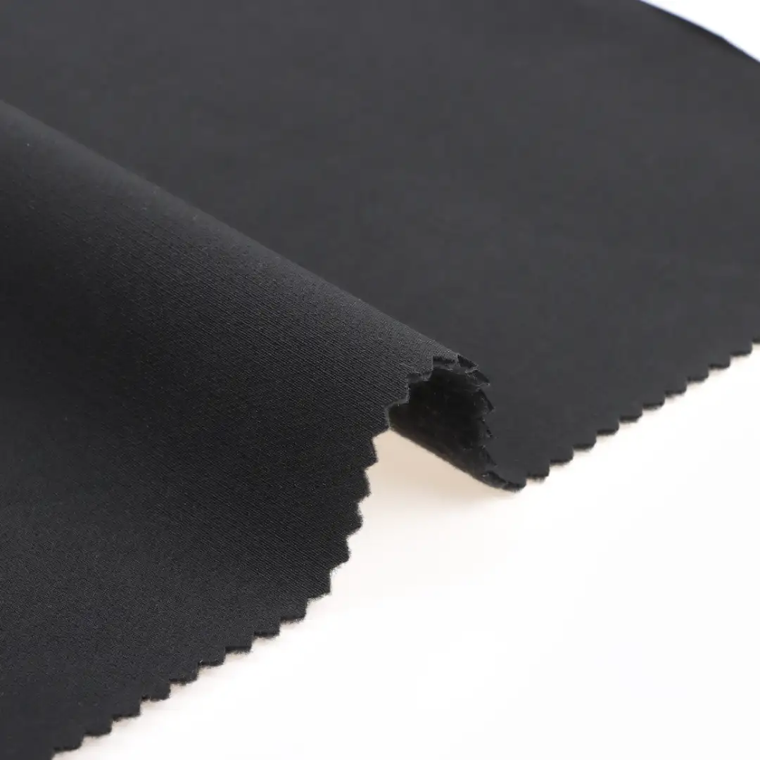 China Fabric for Jackets Four Stretch Polyester Woven Fabric Synthetic Woven Fabric Polyester Spandex BLACK color buy from China wholesaler bulk order at wholesale price free worldwide shipping Alibaba