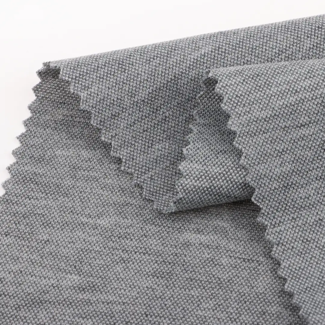 China Fabric for T-Shirt,Shorts,Loungewear Pique Knit Fabric Polyester Viscose Elastane Grey color buy from China wholesaler bulk order at wholesale price free worldwide shipping Alibaba