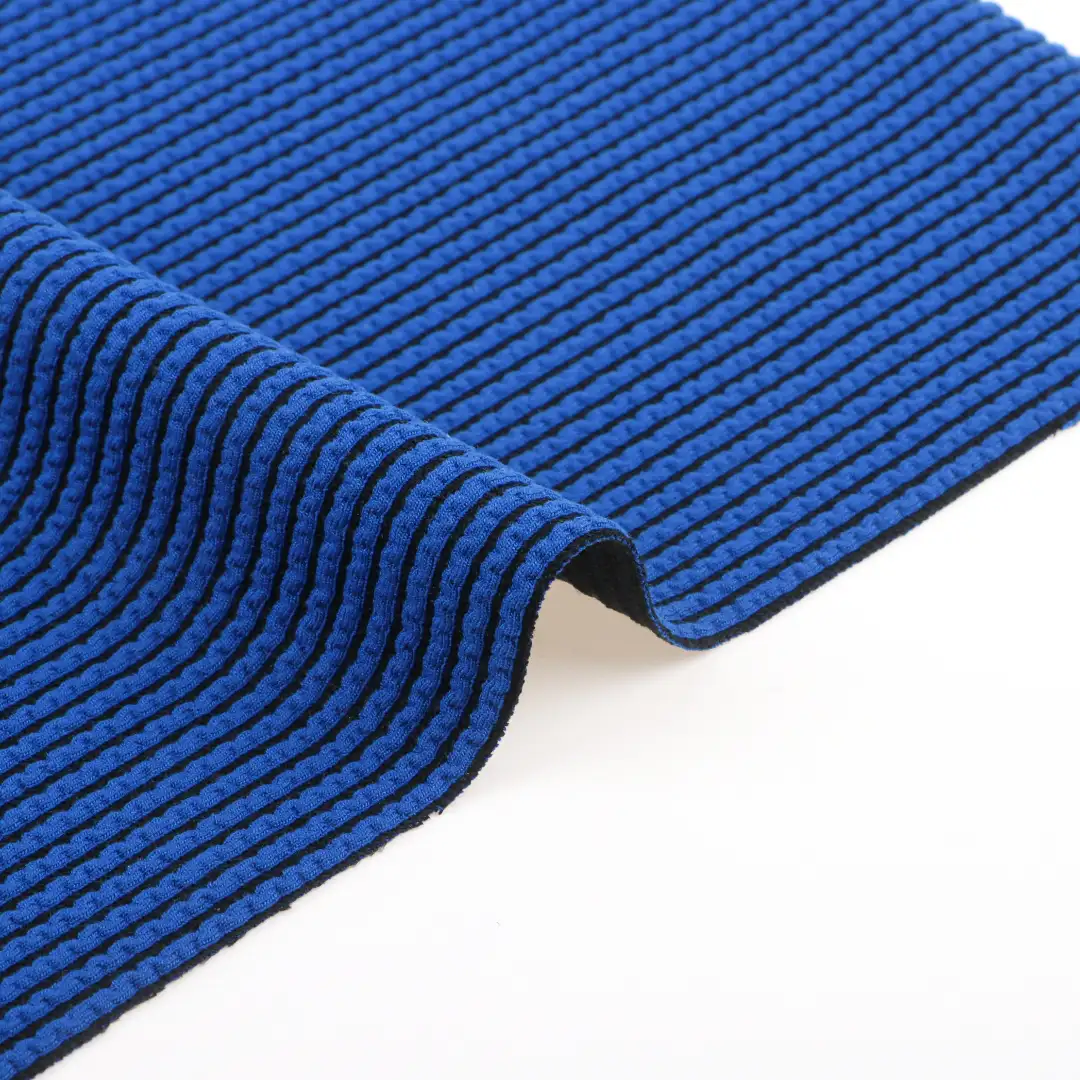 China Fabric for T-Shirt,Shorts,Loungewear Weft Jacquard Knit Fabric Polyester Rayon Spandex Blue color buy from China wholesaler bulk order at wholesale price free worldwide shipping Alibaba