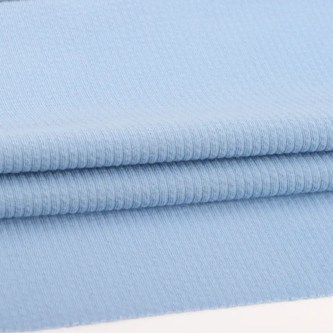 China Fabric for T-Shirt,Loungewear Weft Jacquard Knit Fabric Polyester Spandex Blue color buy from China wholesaler bulk order at wholesale price free worldwide shipping Alibaba