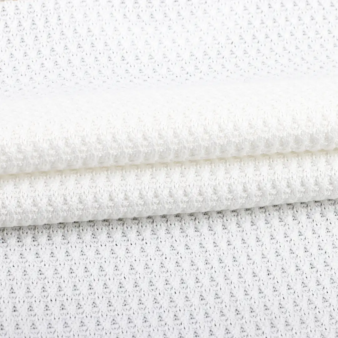 China Fabric for T-Shirt,Loungewear Waffle Knit Fabric Polyester Spandex White color buy from China wholesaler bulk order at wholesale price free worldwide shipping Alibaba