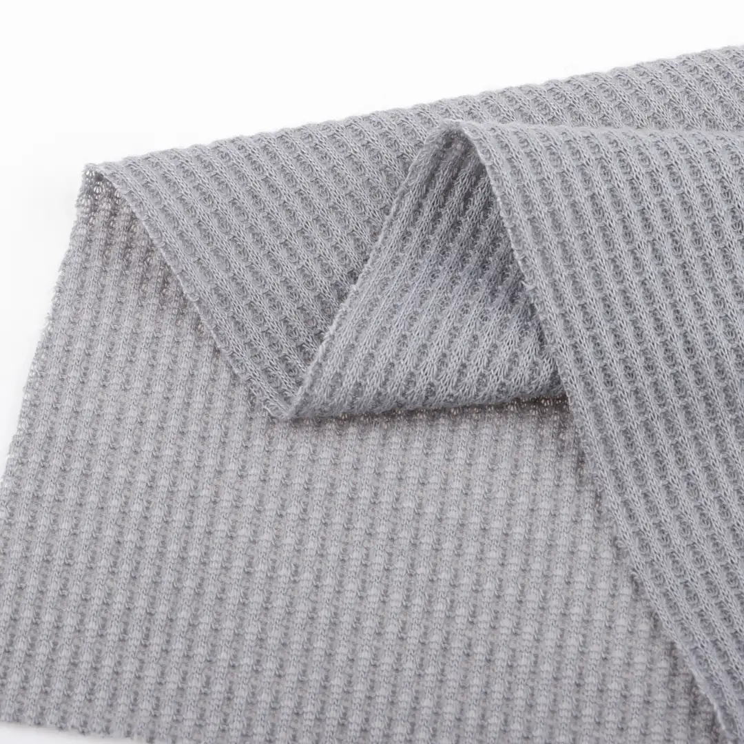 China Fabric for T-Shirt,Loungewear Waffle Knit Fabric Polyester Grey color buy from China wholesaler bulk order at wholesale price free worldwide shipping Alibaba