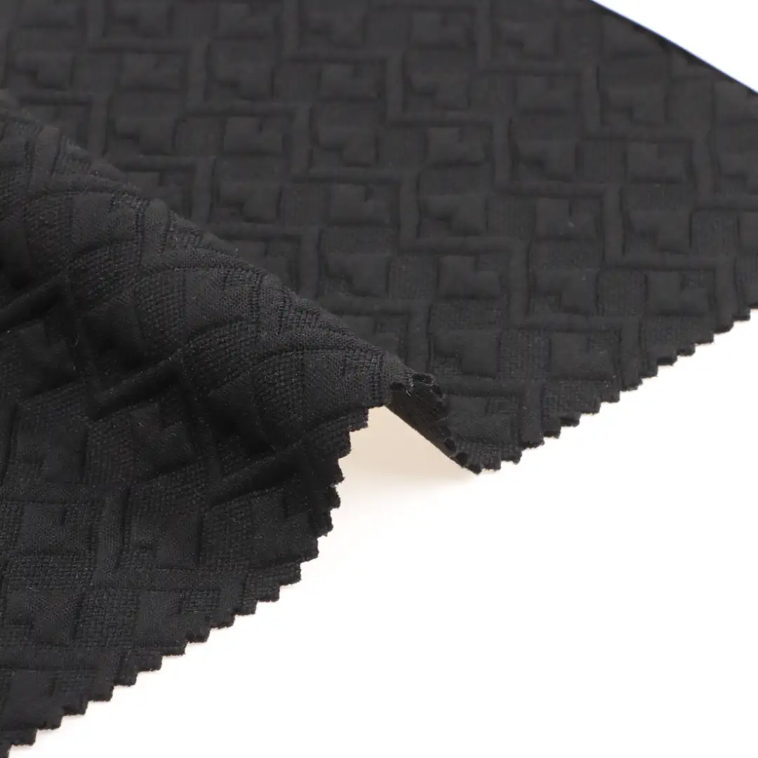 China Fabric for Loungewear Weft Jacquard Knit Fabric Polyester Spandex Black color buy from China wholesaler bulk order at wholesale price free worldwide shipping Alibaba