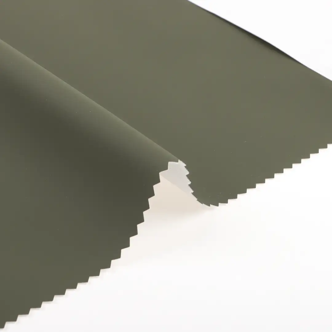 China Fabric for Jackets PU Woven Blended Fabric Polyester olive color buy from China wholesaler bulk order at wholesale price free worldwide shipping Alibaba