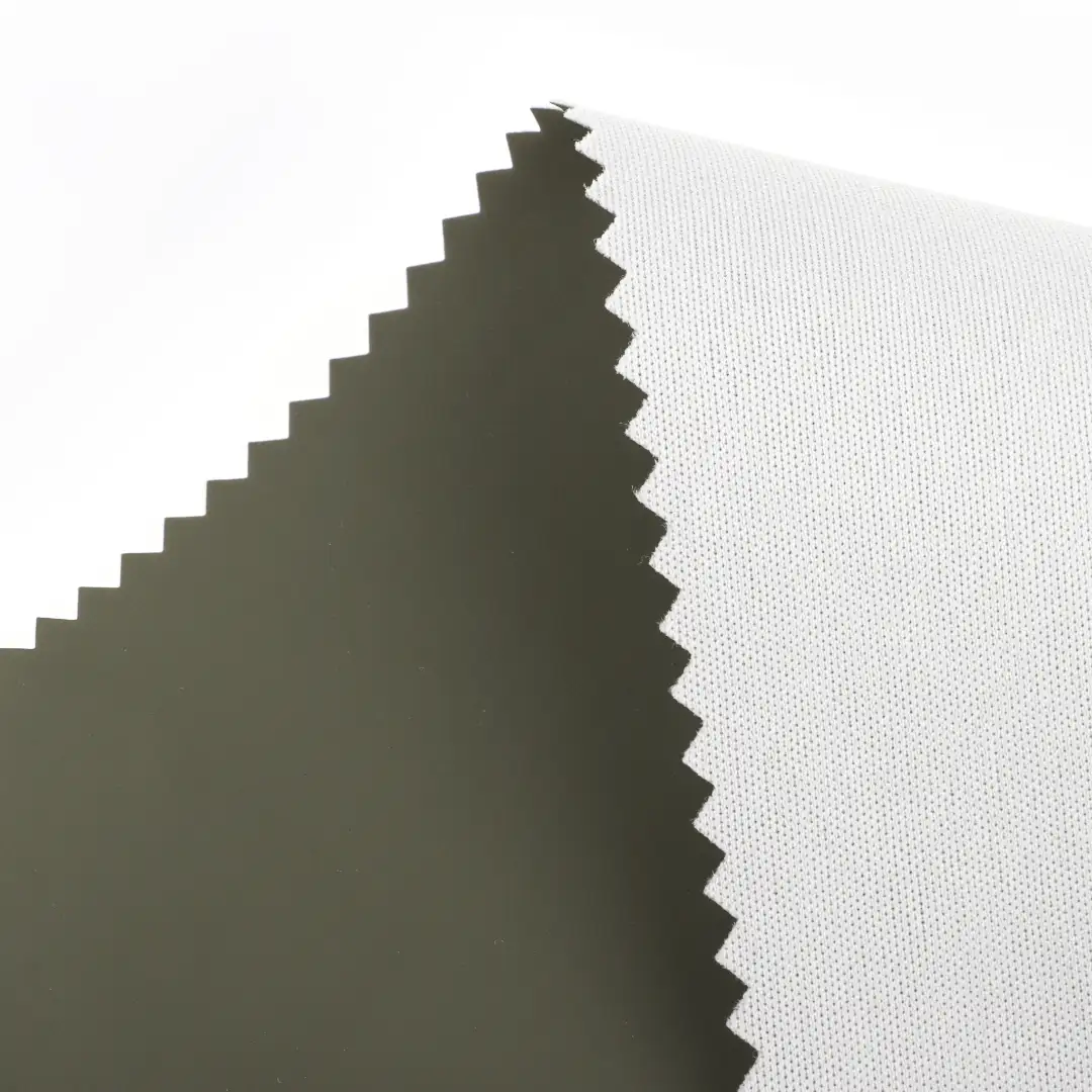 China Fabric for Jackets PU Woven Blended Fabric Polyester olive color buy from China wholesaler bulk order at wholesale price free worldwide shipping Alibaba