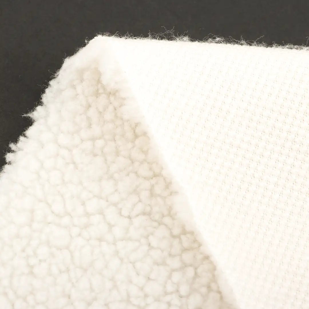 China Fabric for Padded Jacket Fleece Knit Fabric Recycled Polyester Cream color buy from China wholesaler bulk order at wholesale price free worldwide shipping Alibaba