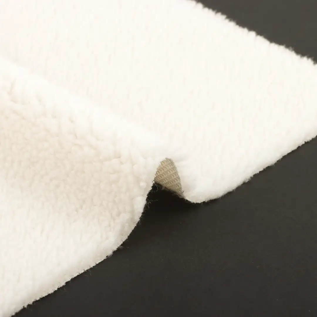 China Fabric for Padded Jacket Fleece Knit Fabric Recycled Polyester Cream color buy from China wholesaler bulk order at wholesale price free worldwide shipping Alibaba