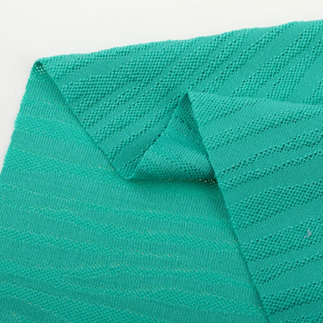 China Fabric for T-Shirt Jacquard Knit Fabric Polyester Spandex Green color buy from China wholesaler bulk order at wholesale price free worldwide shipping Alibaba