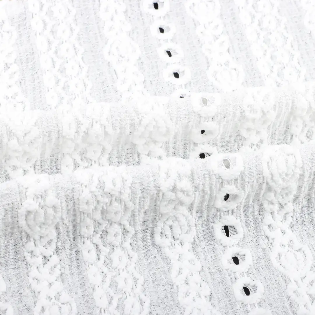 China Fabric for Skirt Jacquard Knit Fabric Polyester Spandex White color buy from China wholesaler bulk order at wholesale price free worldwide shipping Alibaba