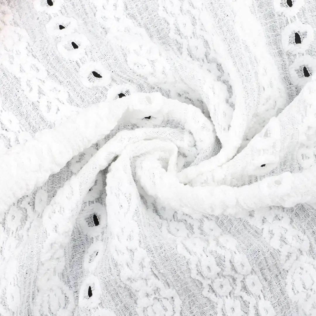 China Fabric for Skirt Jacquard Knit Fabric Polyester Spandex White color buy from China wholesaler bulk order at wholesale price free worldwide shipping Alibaba