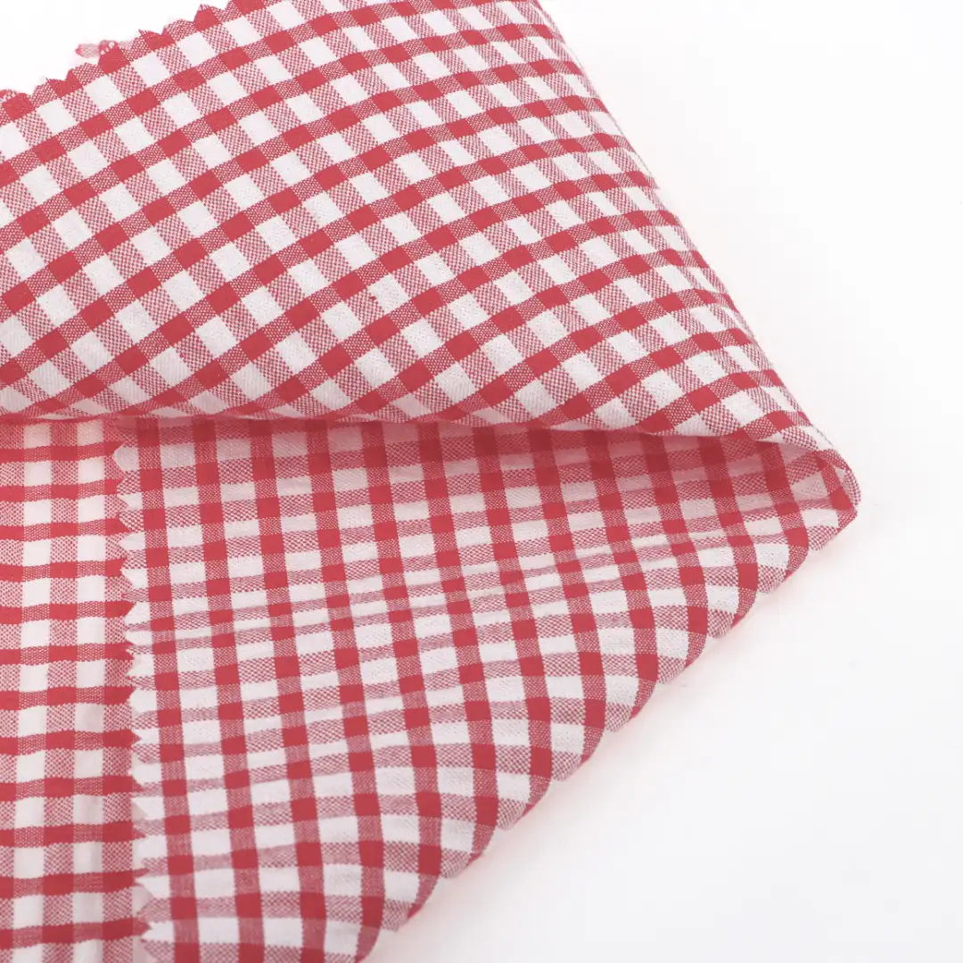 China Fabric for Shirt,Skirt,Shorts Yarn Dyed Check Natural Woven Fabric Cotton Red color buy from China wholesaler bulk order at wholesale price free worldwide shipping Alibaba