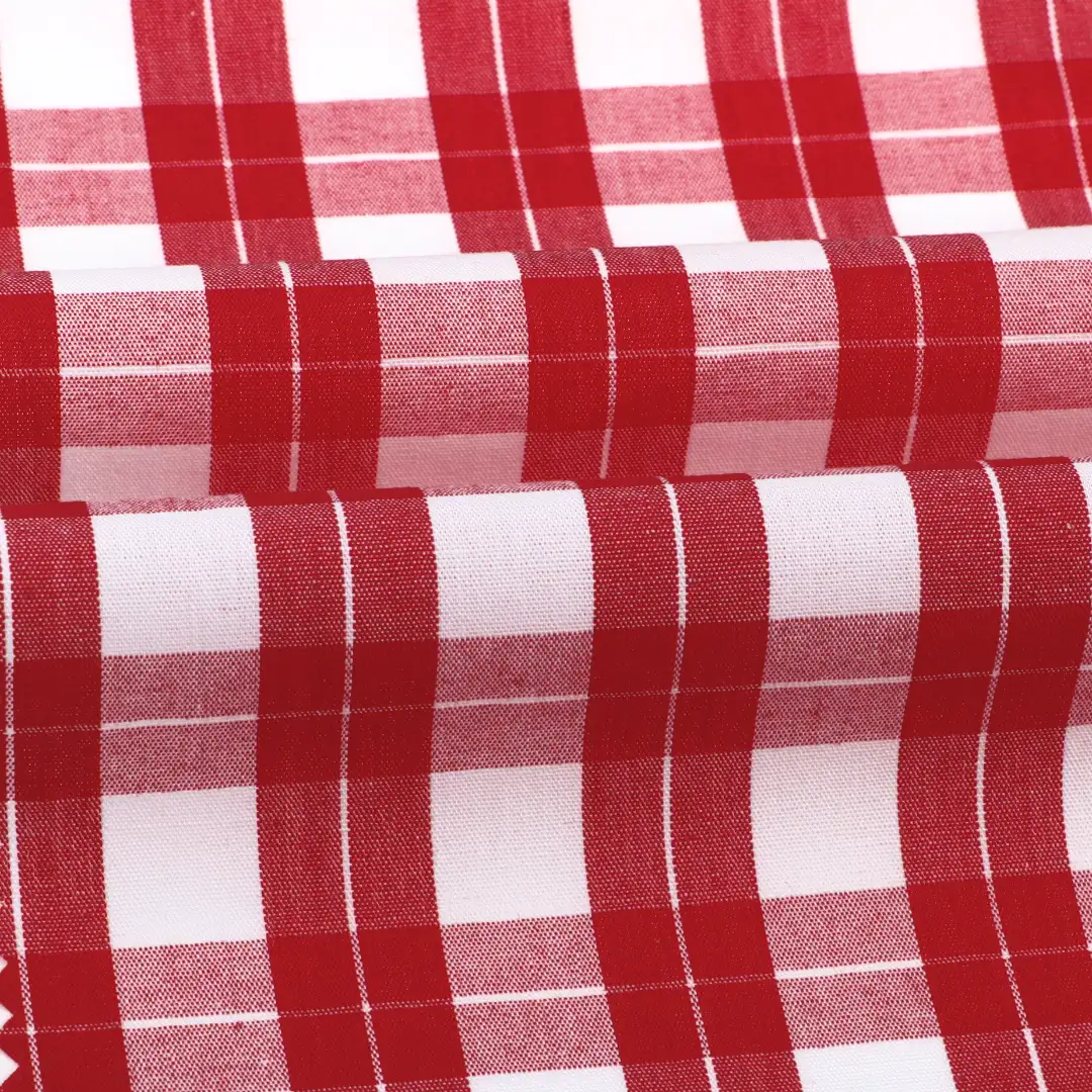 China Fabric for Shirt,Skirt,Shorts Yarn Dyed Check Natural Woven Fabric Cotton Red color buy from China wholesaler bulk order at wholesale price free worldwide shipping Alibaba