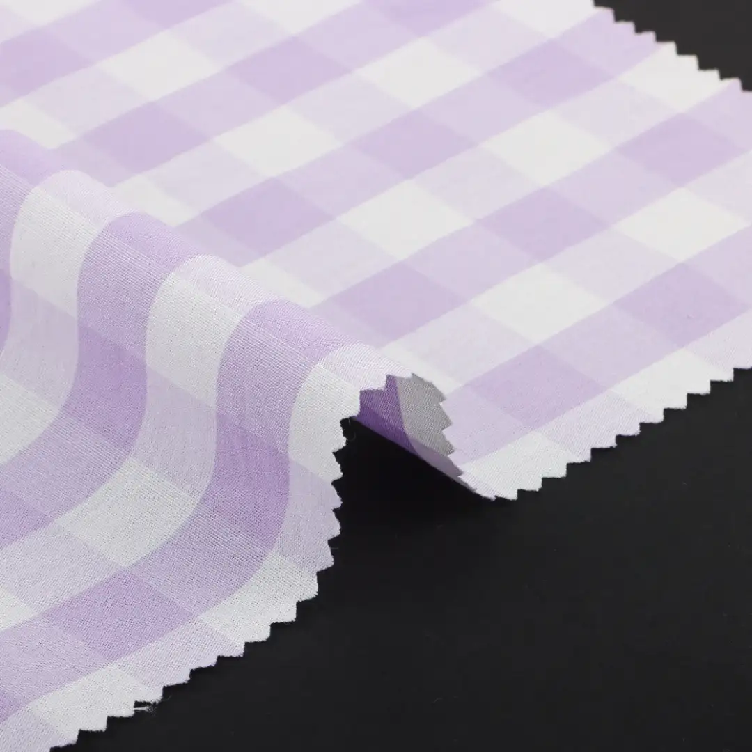 China Fabric for Shirt,Skirt,Shorts Yarn Dyed Check Natural Woven Fabric Cotton Purple color buy from China wholesaler bulk order at wholesale price free worldwide shipping Alibaba