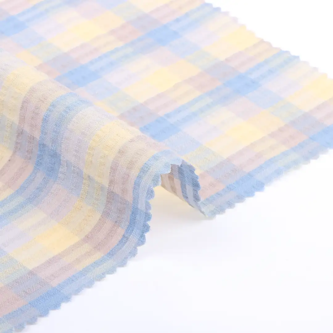 China Fabric for Shirt,Pants,Skirt,Shorts Cotton Seersucker Natural Woven Fabric Cotton check color buy from China wholesaler bulk order at wholesale price free worldwide shipping Alibaba
