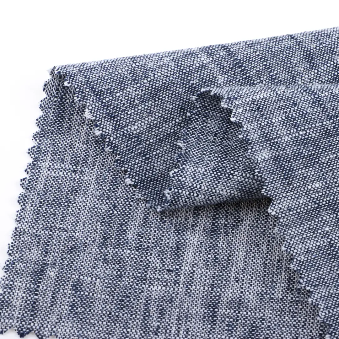 China Fabric for Shirt,Pants,Skirt,Shorts Slub Fabric Natural Woven Fabric Cotton Linen Navy color buy from China wholesaler bulk order at wholesale price free worldwide shipping Alibaba