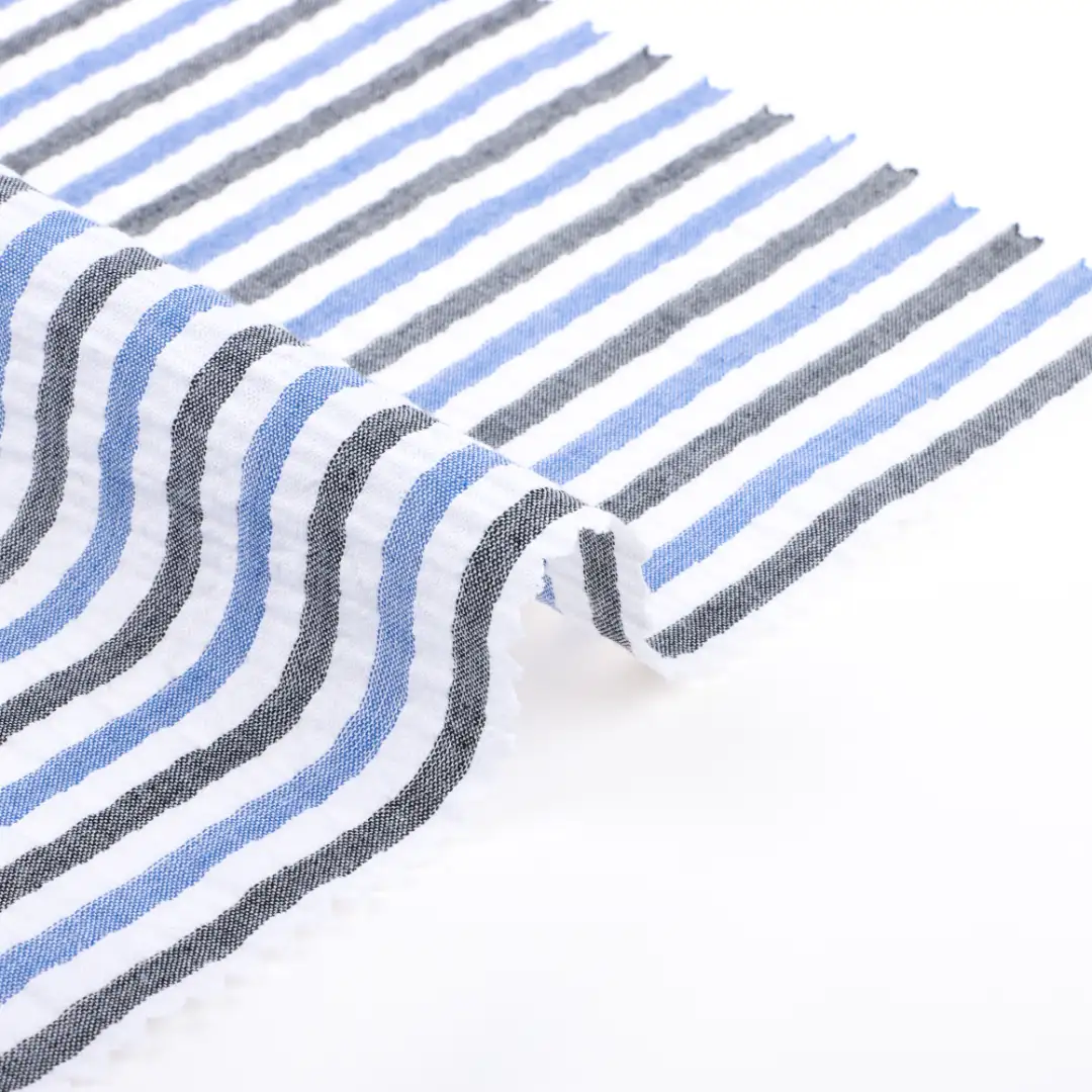 China Fabric for Shirt,Pants,Skirt,Shorts Cotton Seersucker Natural Woven Fabric Cotton stripe color buy from China wholesaler bulk order at wholesale price free worldwide shipping Alibaba