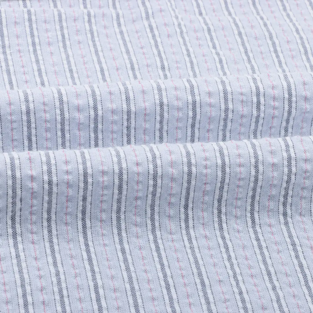 China Fabric for Shirt,Pants,Skirt,Shorts TC Seersucker Woven Blended Fabric Polyester Cotton stripe color buy from China wholesaler bulk order at wholesale price free worldwide shipping Alibaba