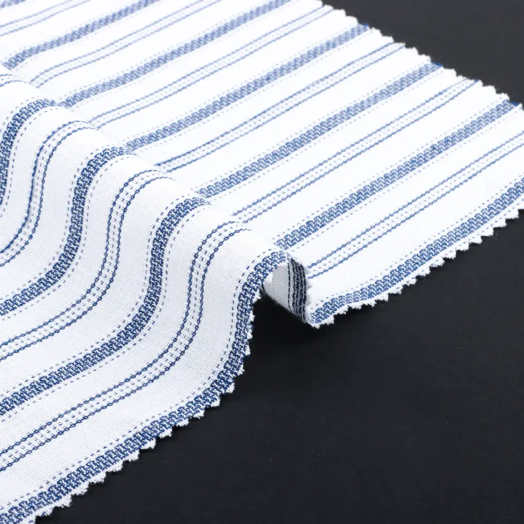 China Fabric for Shirt,Pants,Skirt,Shorts TC Jacquard Woven Blended Fabric Polyester Cotton stripe color buy from China wholesaler bulk order at wholesale price free worldwide shipping Alibaba