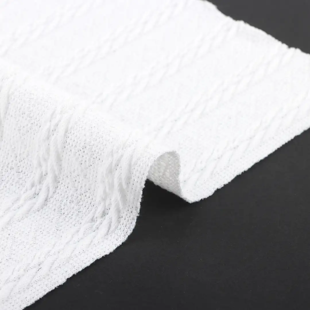 China Fabric for T-Shirt,Loungewear Jacquard Knit Fabric Polyester Spandex White color buy from China wholesaler bulk order at wholesale price free worldwide shipping Alibaba