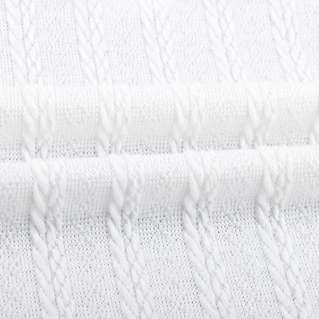 China Fabric for T-Shirt,Loungewear Jacquard Knit Fabric Polyester Spandex White color buy from China wholesaler bulk order at wholesale price free worldwide shipping Alibaba