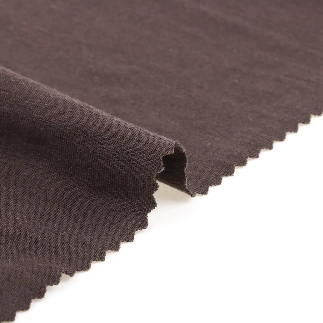 China Fabric for T-Shirt,Shorts,Loungewear Single Jersey Knit Fabric Rayon Wool Spandex Brown color buy from China wholesaler bulk order at wholesale price free worldwide shipping Alibaba