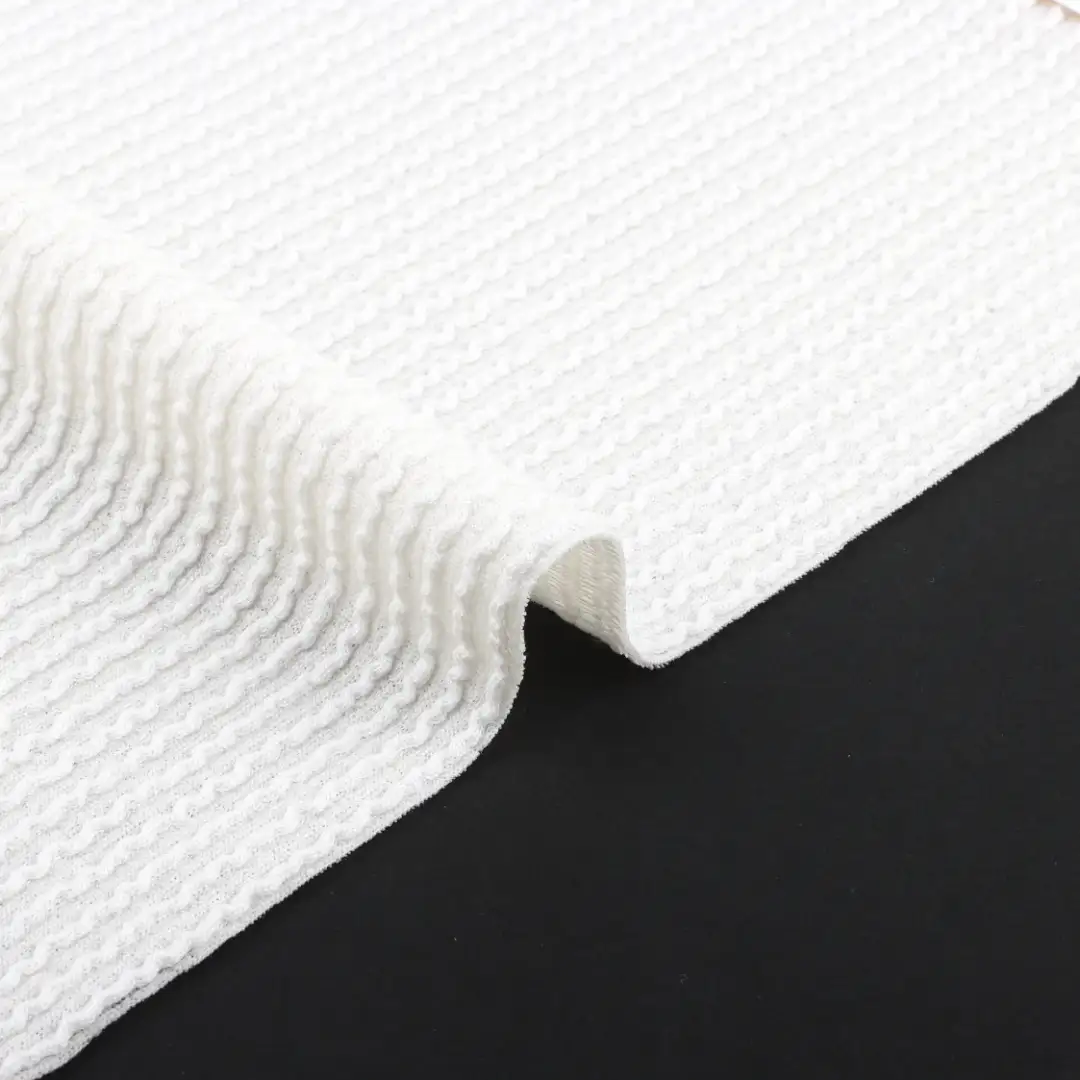China Fabric for T-Shirt,Shorts,Loungewear,Sweatshirt,Sports Bras Weft Jacquard Knit Fabric Polyester Rayon Spandex CREAM color buy from China wholesaler bulk order at wholesale price free worldwide shipping Alibaba