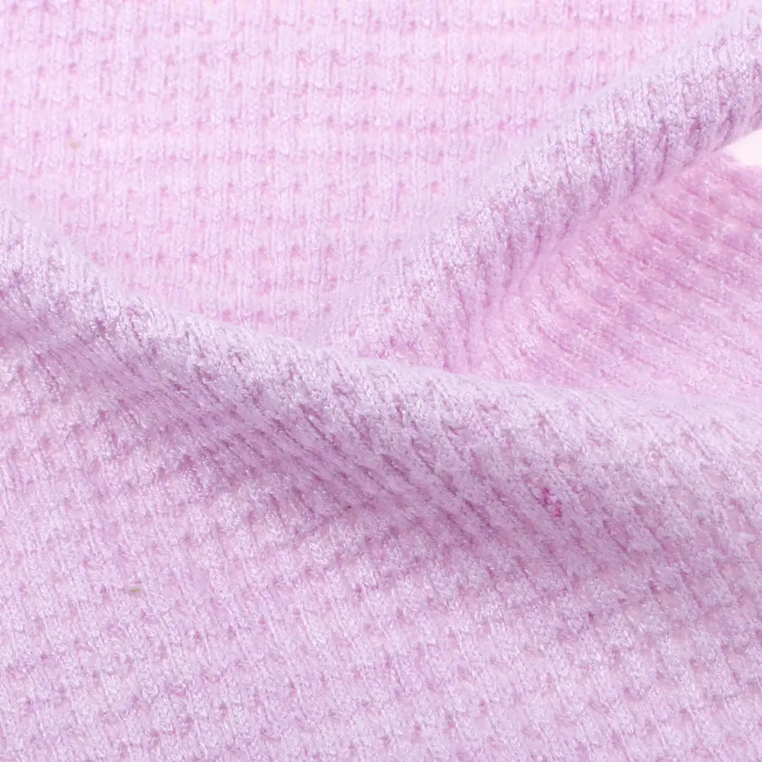China Fabric for T-Shirt,Polo Shirt,Tank Top,Tracksuits Waffle Knit Fabric Recycled Cotton Nylon Polyester Spandex Pink color buy from China wholesaler bulk order at wholesale price free worldwide shipping Alibaba