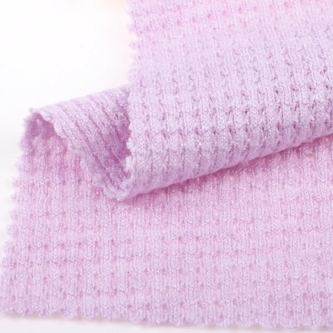 China Fabric for T-Shirt,Polo Shirt,Tank Top,Tracksuits Waffle Knit Fabric Recycled Cotton Nylon Polyester Spandex Pink color buy from China wholesaler bulk order at wholesale price free worldwide shipping Alibaba