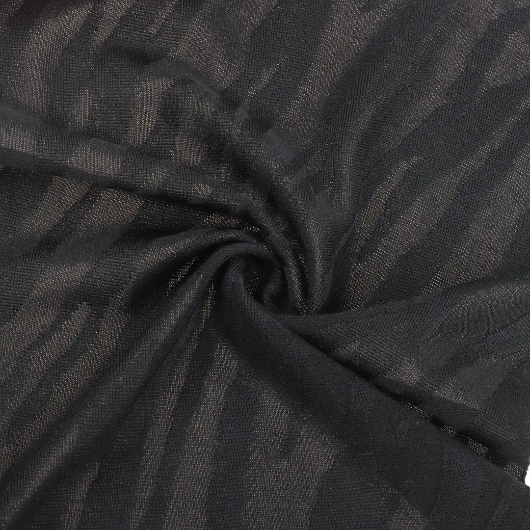 China Fabric for Polo Shirt,Blouse,Loungewear Weft Jacquard Knit Fabric Polyester Spandex BLACK color buy from China wholesaler bulk order at wholesale price free worldwide shipping Alibaba