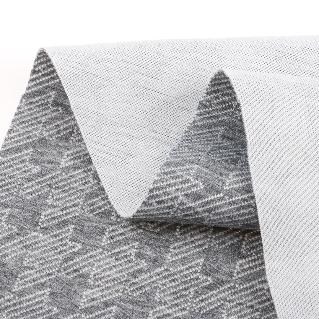 China Fabric for T-Shirt,Polo Shirt,Loungewear Scuba Knit Fabric Polyester Recycled Cotton Spandex Grey color buy from China wholesaler bulk order at wholesale price free worldwide shipping Alibaba