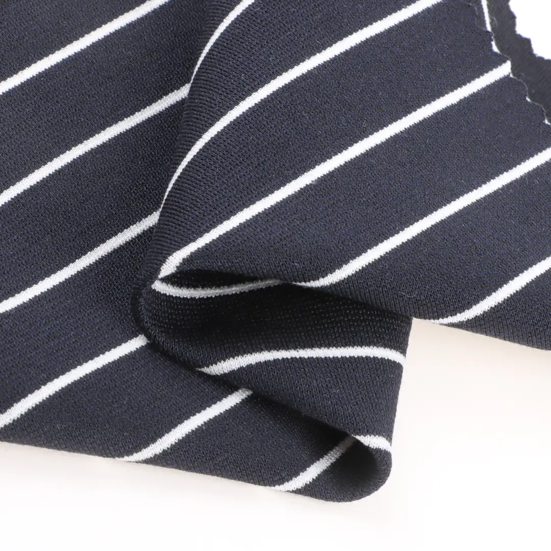 China Fabric for Pants,T-Shirt,Polo Shirt,Shorts,Tracksuits Ponte Roma Knit Fabric Recycled Cotton Polyester Spandex Blue and white color buy from China wholesaler bulk order at wholesale price free worldwide shipping Alibaba